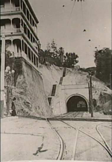 The Hill Street Tunnels, looking north on Hill Street from First