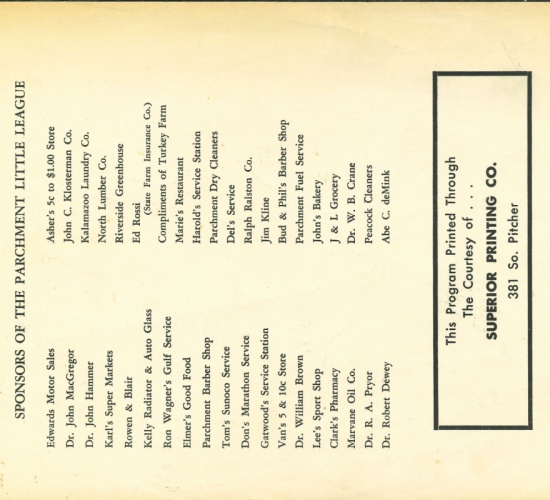 Parchment Little League Complex - Photo By: Parchment Community Library Local History Room